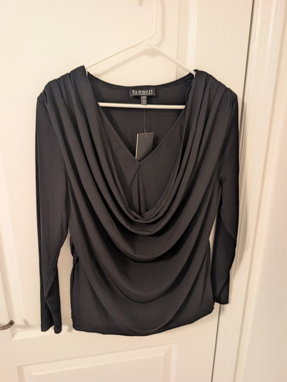 Eloquii Black Long-Sleeve Cowl Neck Sexy Blouse Size 14-16 New with Tags